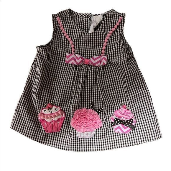 Rare Edition size 18 months dark brown gingham sleeveless dress - Picture 1 of 4
